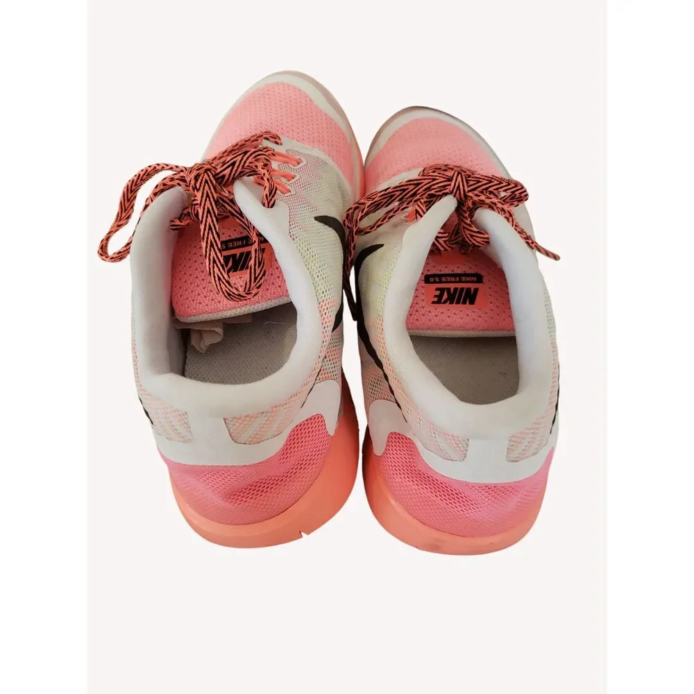 Y2K Aesthetic Nike Free 5.0 White Pink Running Shoes Youth 6.5Y / Women's 8 NICE